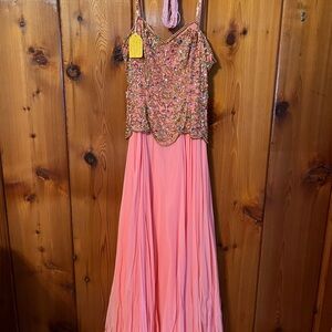 Oleg Cassini Pink Beaded Dress